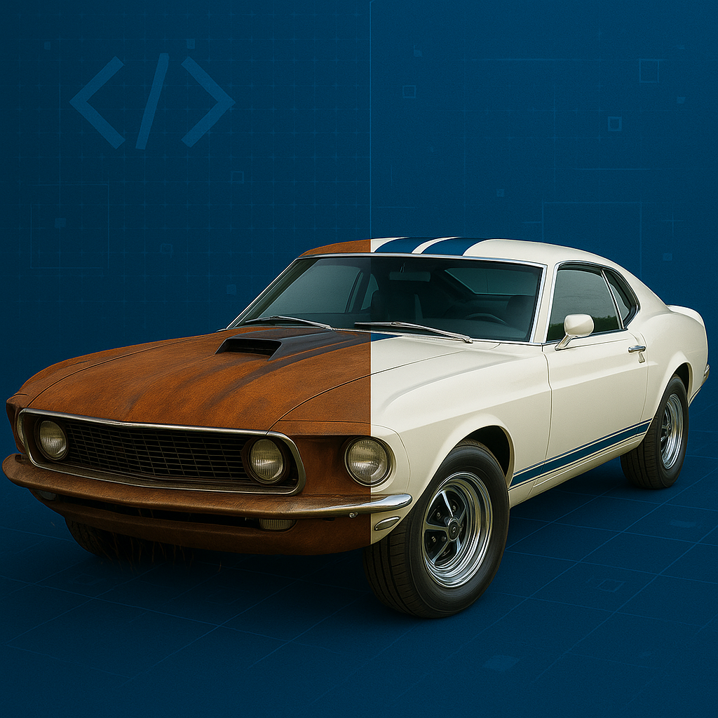 Before and after transformation - from rusty to rebuilt